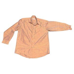 Tema Greatest Hits Men's Shimmery Orange Button Up Shirt Sz XL
